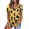 Leopard 3D print T-shirt for women Y2k Vintage Tops Harajuku streetwear V-neck T-shirts oversized clothes for women and girl