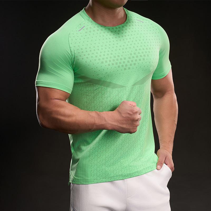 023103 Summer 2025 American Casual Short-sleeved Fashion Sporty Elastic Fitness Outdoor Round Neck T-shirt for Men