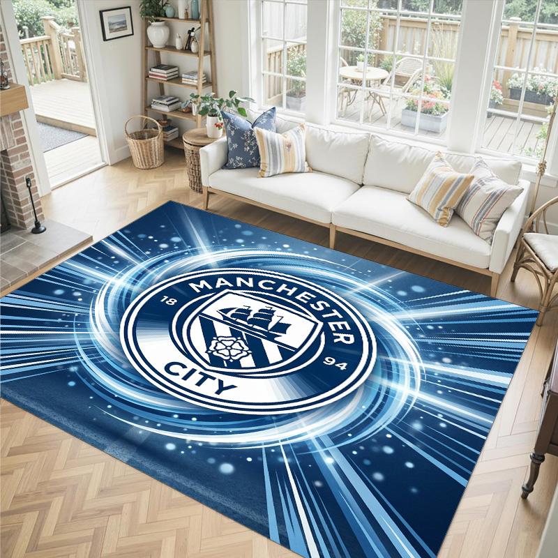 Manchester City Design Crystal Velvet Carpet Cozy Non?Slip Printed Rug For Bedroom Living Room Entrance