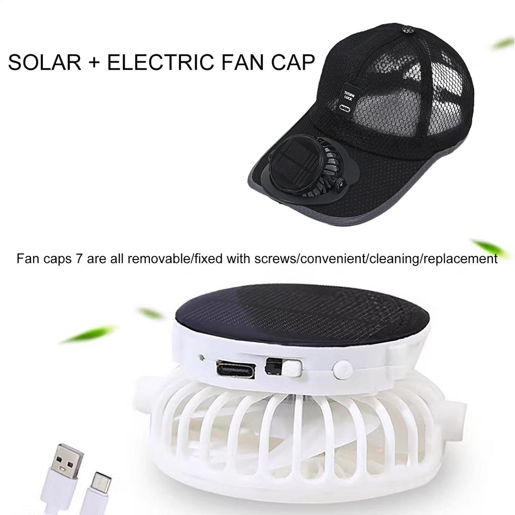 Breathable Sunhat with Solar Fan Outdoor Sun Protection Hat USB Rechargeable Fan Baseball Caps Summer Sunscreen Sunshade Hats