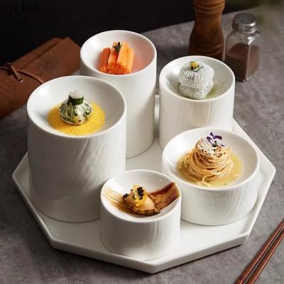 Creative Ceramic Dinner Plates Solid Color Tableware Cooking Dish Pasta Steak Plates Hotel Restaurant Snack Pastry Desserts Tray