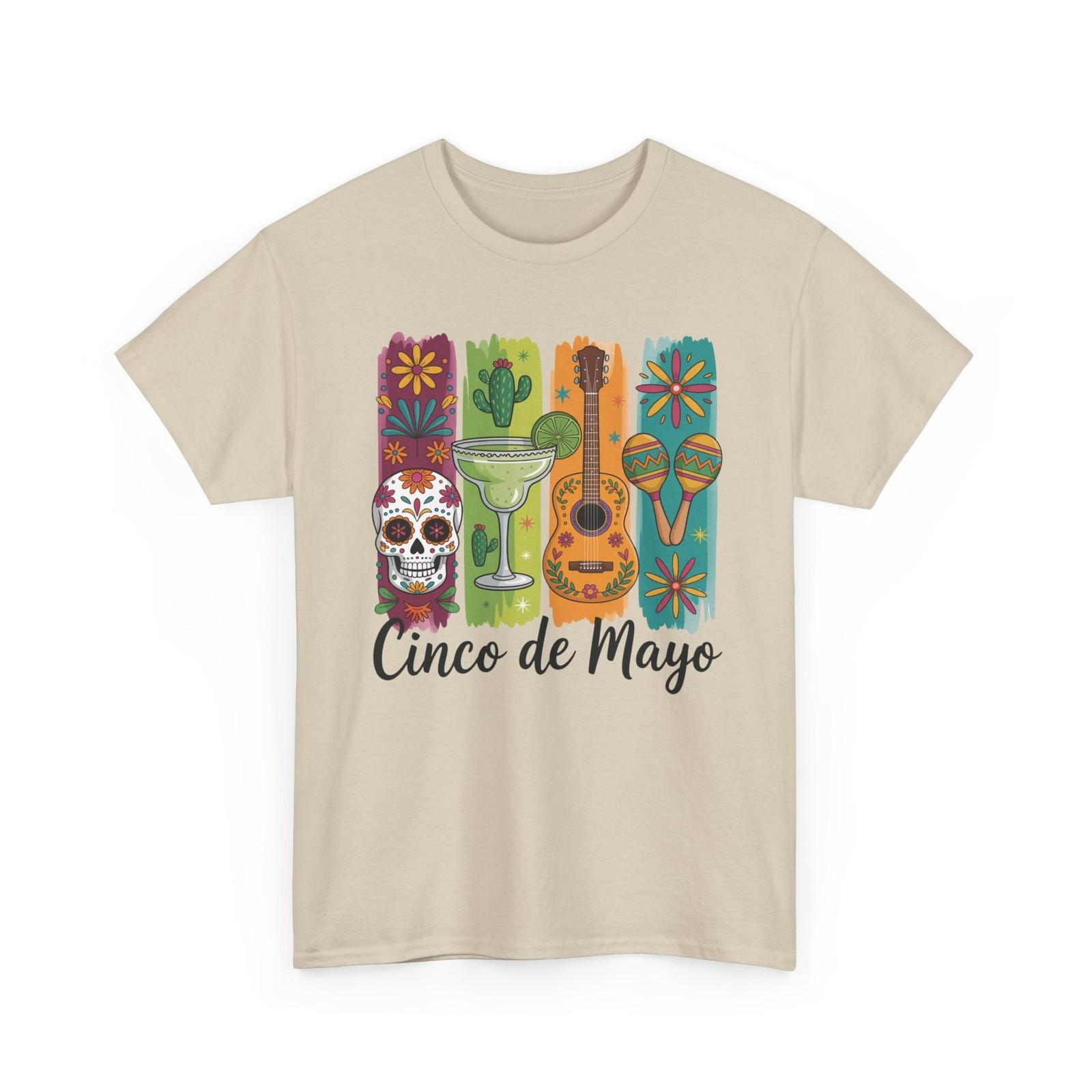 Cinco De Mayo Shirt Colorful Skull Margarita Guitar Maracas Fiesta Party Tee S