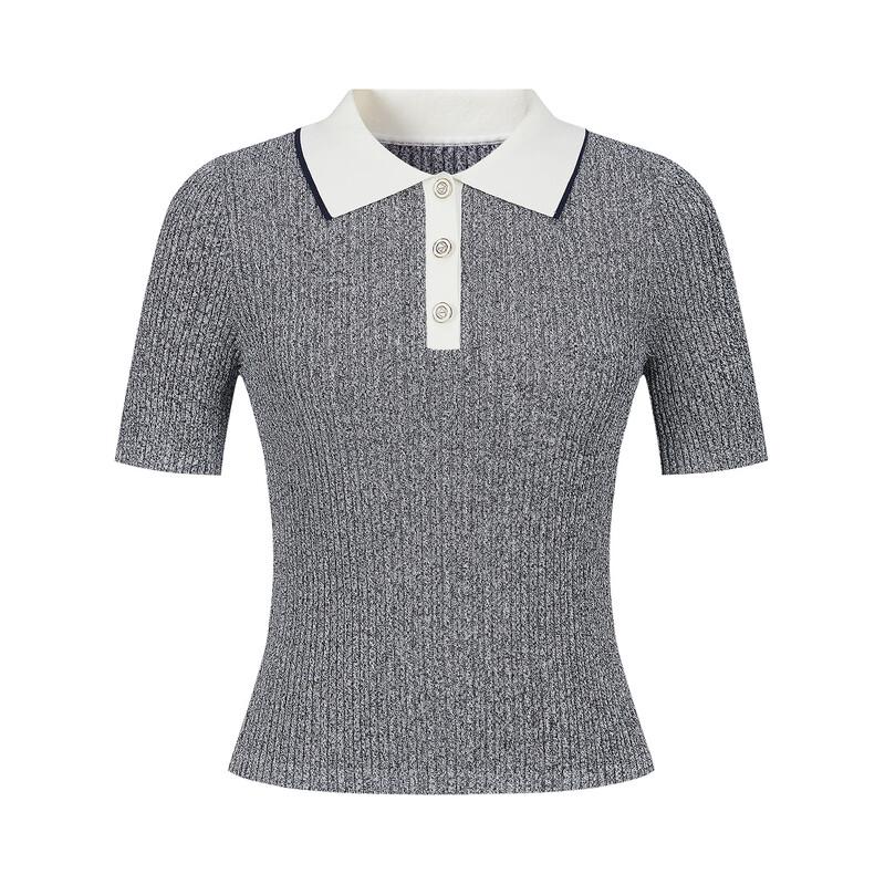 Jiu Zi Anna Coco Women's Polo Knit Short Sleeve Top