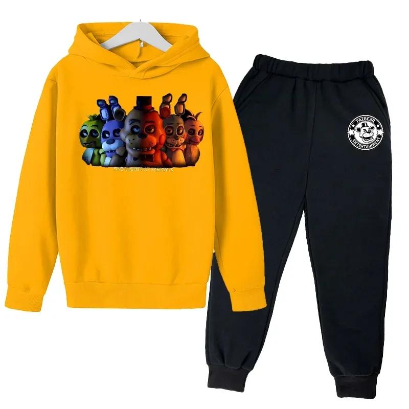 FNAF Five Nights At Freddys Sweatshirt Set Fleece Kids Sweatpants Boys Jacket Girls Clothes Spring Autumn Hoodie Birthday Gift