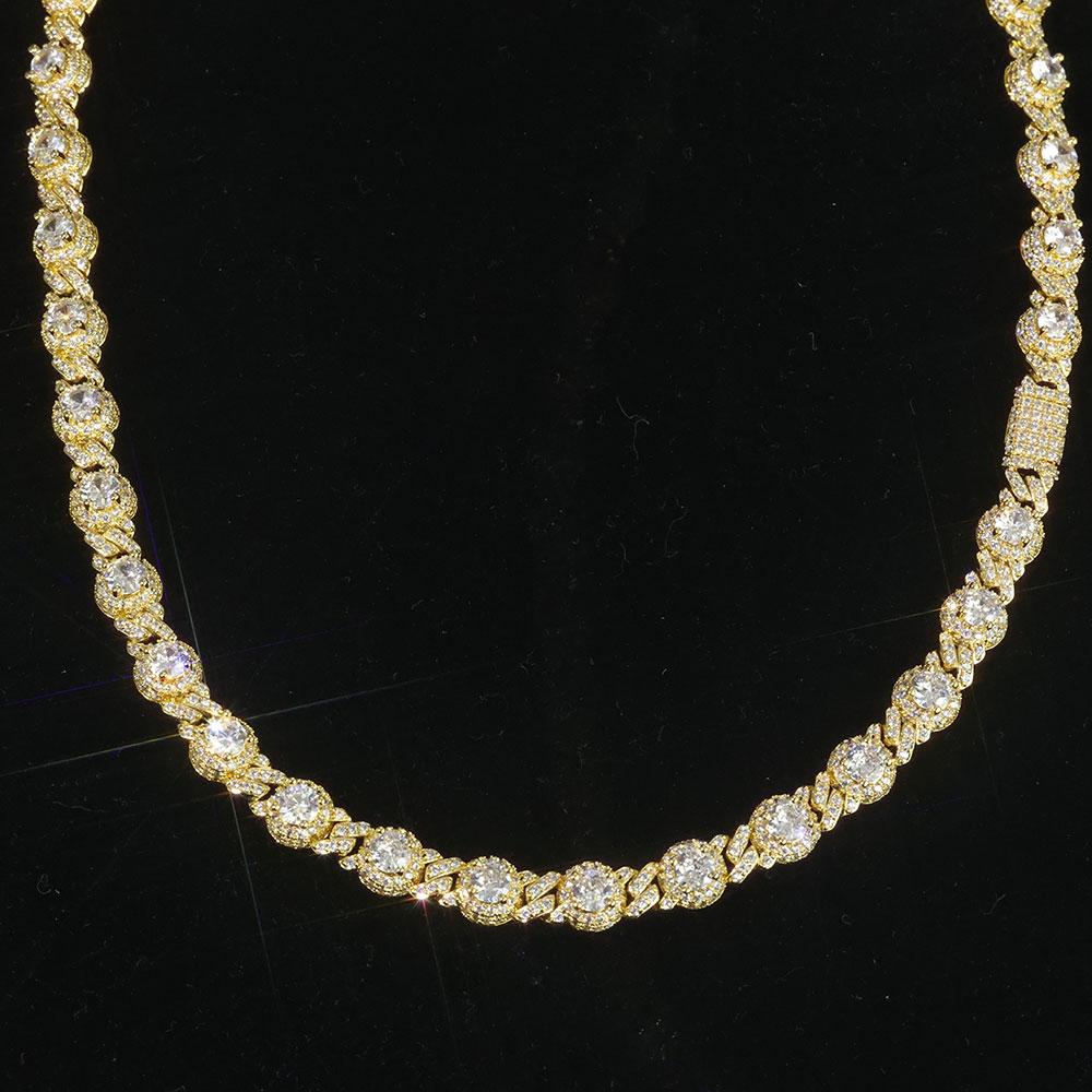 NY Ice Diamond Round Beads 7.5mm Cuban Chain Diamond Cubic Zirconia Cuban Necklace Hip Hop Style Women's Necklace