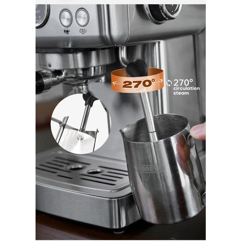HiBREW H10A Semi-Auto Espresso Machine - 20Bar Pump (Rich Crema), 58mm Portafilter, Temp Adjustable, Stainless Steel, Cold/Hot for Home/Office