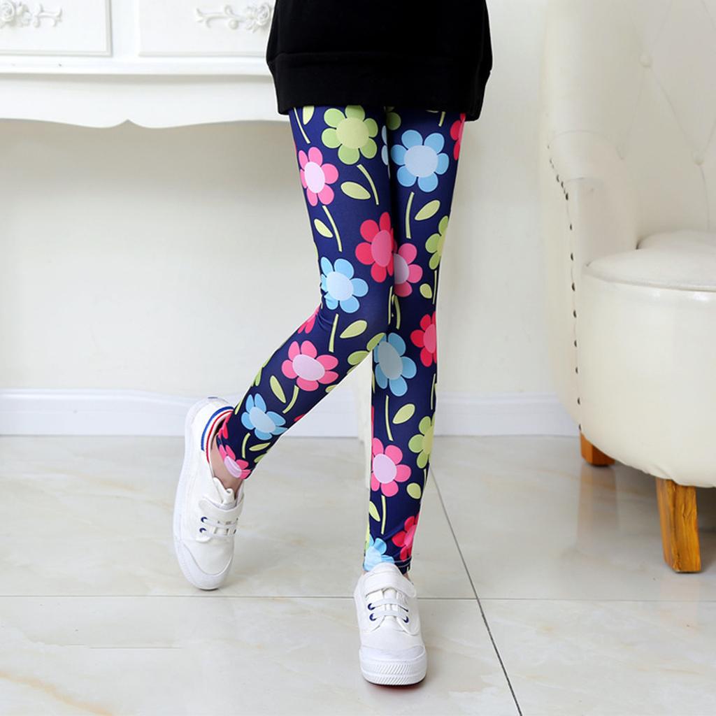 3PC Creative Girls Leggings Trousers Print Flowers Gymnastics Clothing Trousers