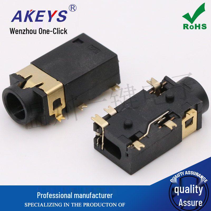 One-Key PJ-342B 3.5mm Gold-Plated Double-Pin SMD Audio Socket 6-pin SMD Dual Pin Bulk