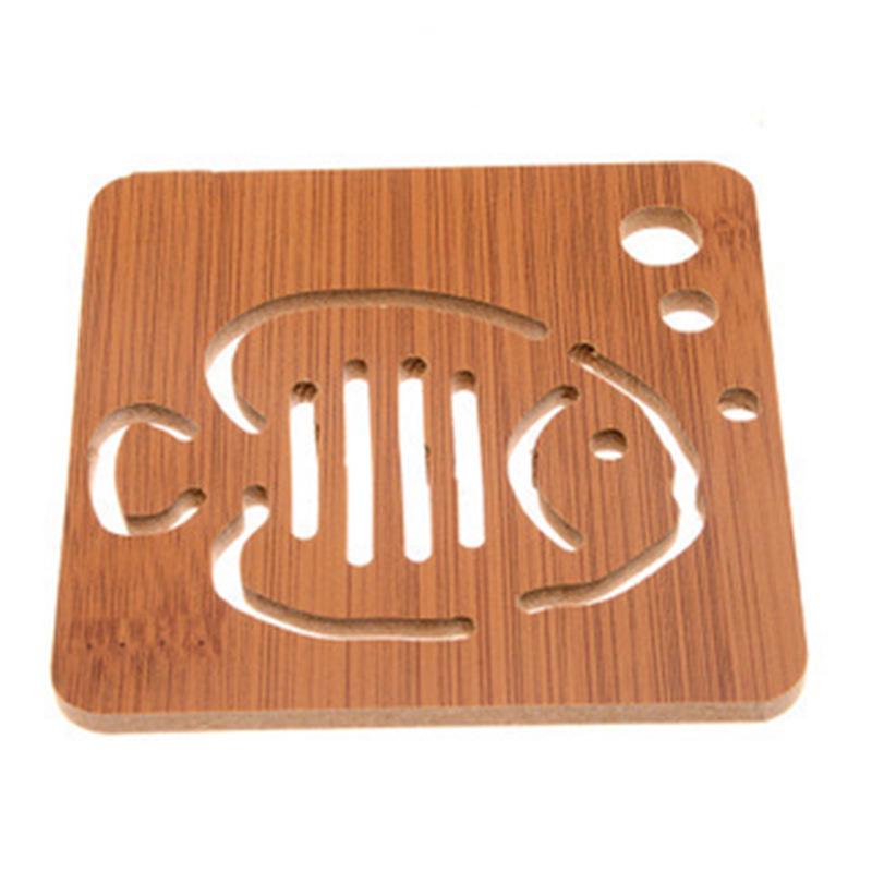 Large Cute Wooden Cartoon Anti-Slip Table Mat and Coaster Set