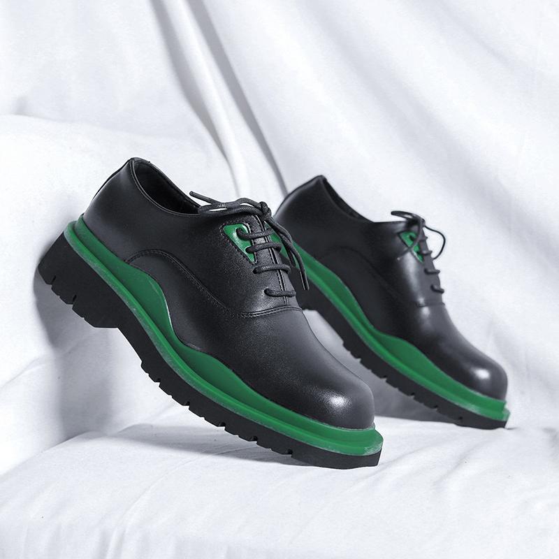 British Platform Shoes for Men Shoes Leather Shoes Business Dress Shoes All-Match Casual Wear-Resistant Footwear Chaussure Homme