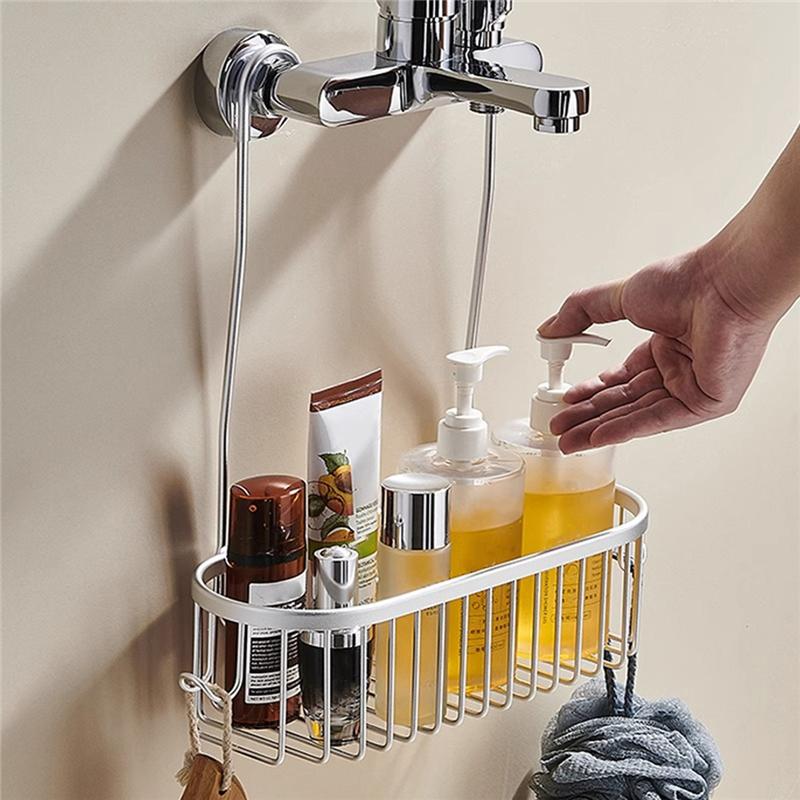 For Shower Hanging Organizer With Hooks Storage Shelf- No Drilling Design For Shower Basket For Shower Faucet Or Cross Bar Rack