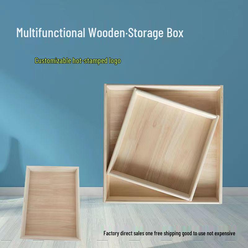 

Stackable Rectangular Wooden Storage Box with Drawer for Snacks, Pet Supplies, and Clutter 20x20x6 cm
