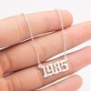 Puntos 1980-2019 Birth Year Number Charm Pendant Stainless Steel Chain Necklace Jewelry