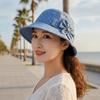 Wide Brim Bow Fisherman Hat Button Cloth Material Bucket Hat All-matching Design Thin Elderly People's Large Brim Cap Travel