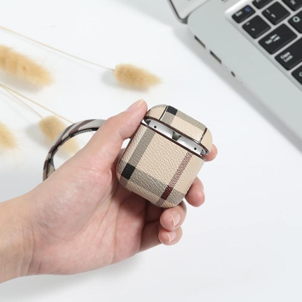 AirPods Case Cover Designed for Apple Airpods 2&1 Charging Case, AirPods Leather Case, Full-Body Protective AirPods case, Cum Wrist Strap, and