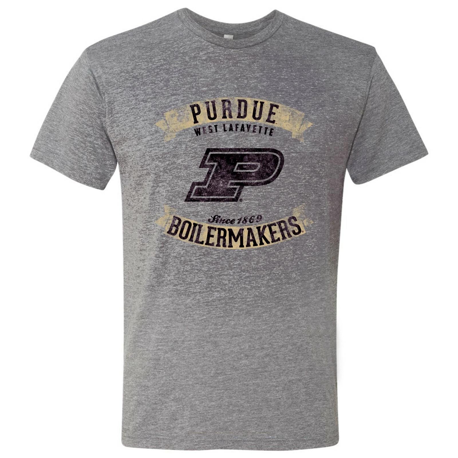 Purdue Boilermakers Vintage Banners Triblend T-Shirt - Premium Heather 3XL