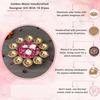 Urli Decorativo de Flor Metálica Dourada Feito à Mão com 10 Diyas | Tigela Urli para Decoração de Casa com Flores Flutuantes | Itens de Decoração de Diwali para Decoração de Casa