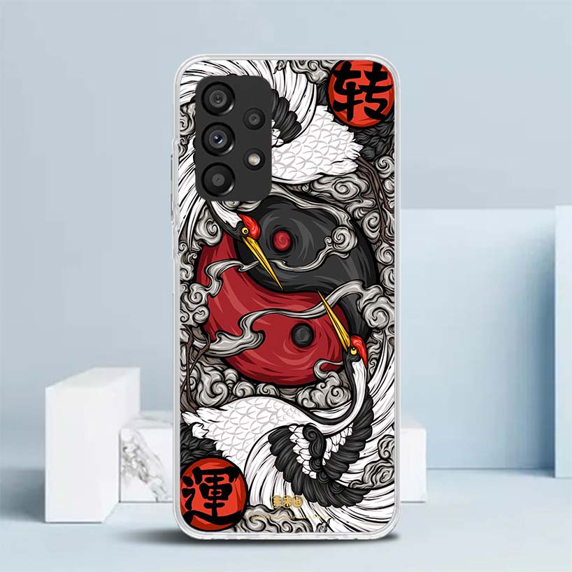 Japan Koi Fish Yin Yang Art Soft Cover for Samsung Galaxy A17 A37 A57 A16 A26 A36 A56 A15 A14 A55 Phone Case A13 A53 A25 A35 A24
