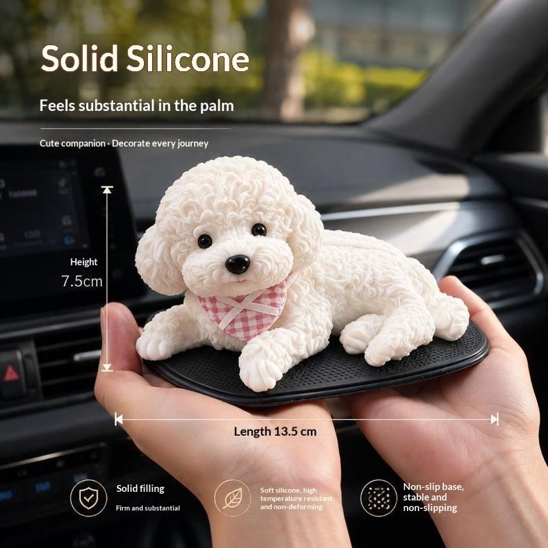 Cane Orsacchiotto Decorativo in Silicone per Auto Accessori Animali Domestici Simulati Supporto Gadget Console Centrale Decorazione Automobilistica Nuovo 1 Pz