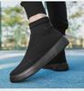 Autumn Breathable Mesh High-Top Casual Couple Socks Shoes - Men's Thick-Soled Flying Woven Sports Sneakers