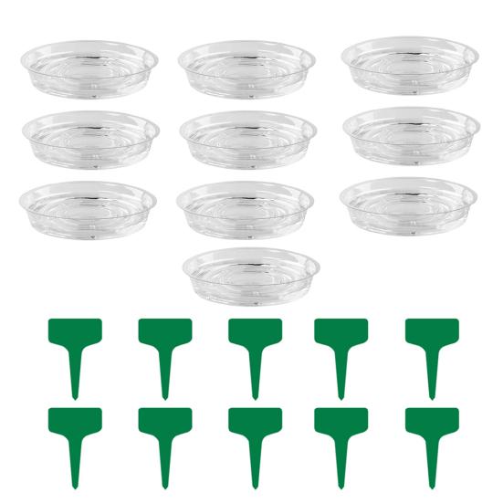 Juego de 10 bandejas para macetas, a prueba de fugas, reutilizables, sin BPA, para promover el crecimiento, maceta, platillo, herramientas de jardinería