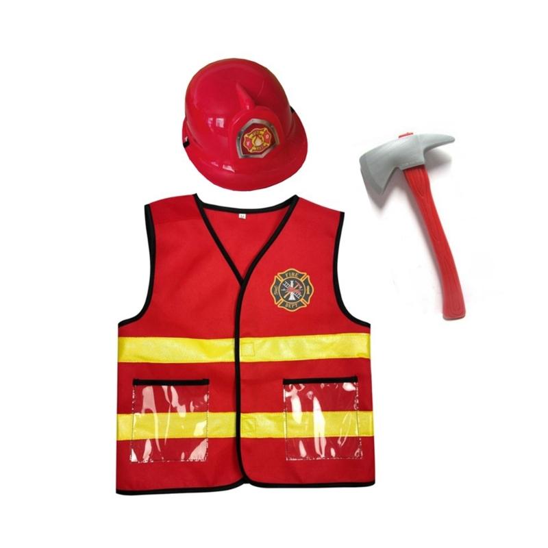 Firefighter Costume Toy Accessories Firefighter Role Play Dress-Up Set for Kids