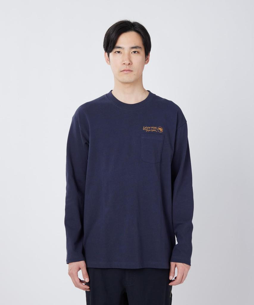 Trad Label Pocket Heavy for Men and Size Indigo [Snow Peak] L/S T-Shirt SPTL-TS-26SU907 Long-sleeved T-shirt Women, M,