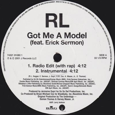 12inch Record RL ERICK SERMON Got Me A Model 74321910801 J RECORDS 2001 Germany Rap HipHopRB Used