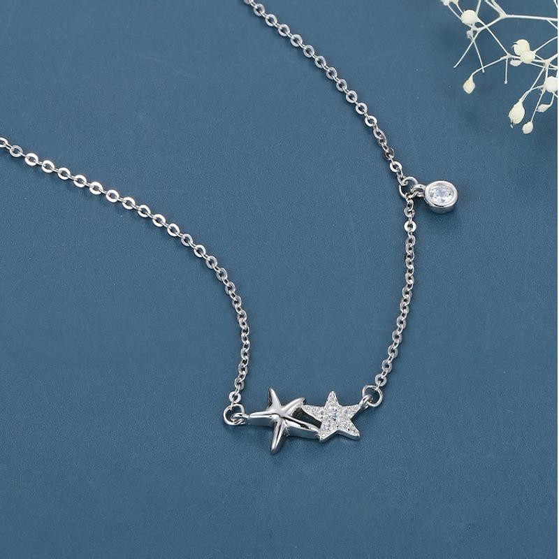 Commuter simple ins wind little starfish pendant 925 sterling silver necklace women s European and American fashion jewelry 925 silver