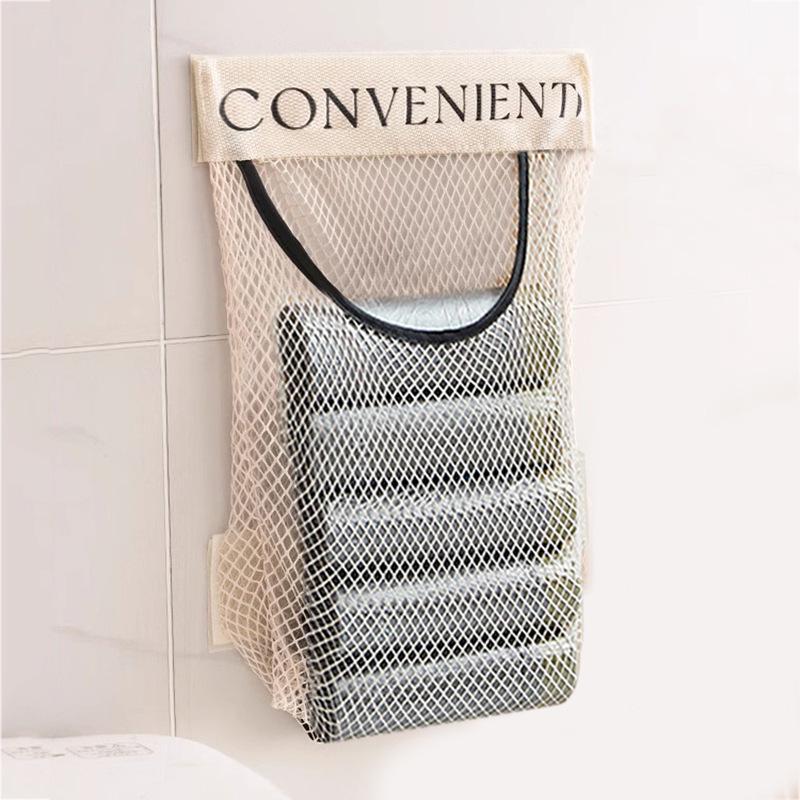 Velcro Wall-Mounted Garbage Bag Storage - Household Sundries Mesh Organizer