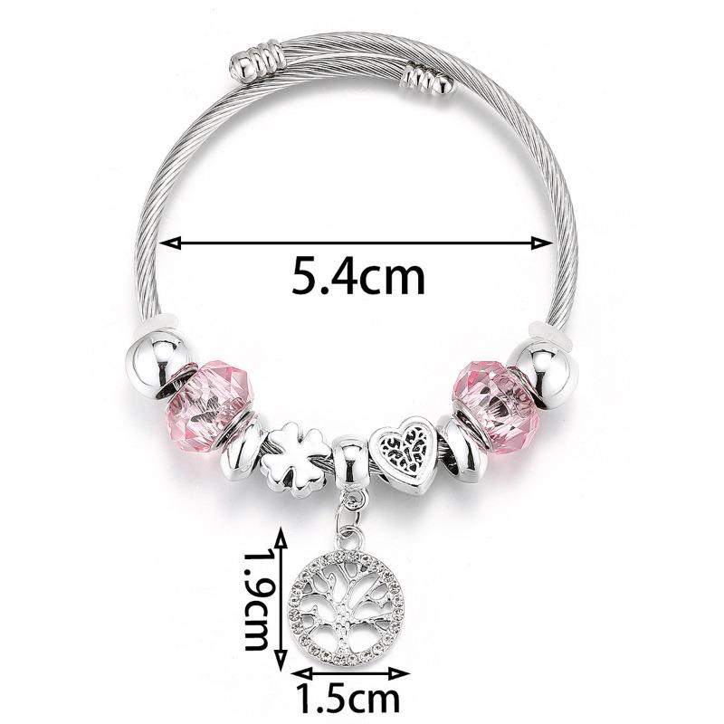 Panjia Stainless Steel Crown Beaded Bracelet Adjustable Bracelet Women's Fashion Jewelry Gift