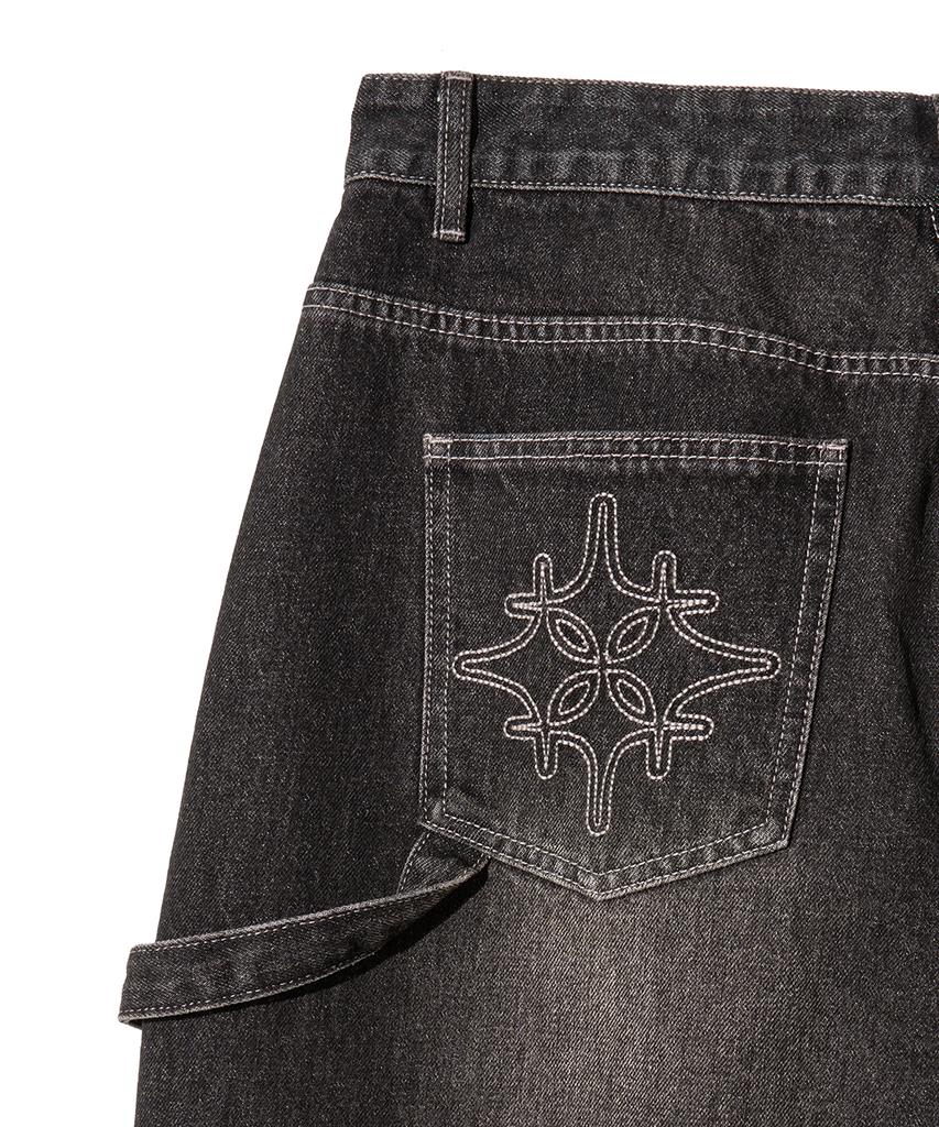 Gakkai Unions Button Flap Dart Balloon Denim Pants Black