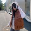 Stand-up collar short vest vest women's autumn and winter side zipper loose down cotton jacket vest