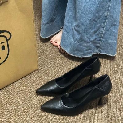 Pieds non fatigués confortables talons hauts pointus nouveaux modèles printemps et automne chaussures simples femmes entretien polyvalent
