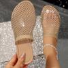 Women Slippers Water Diamond Sandals Summer New Round Head Women Shoes Non-Slip Plus Size Beach Slippers Mesh Flat Slippers