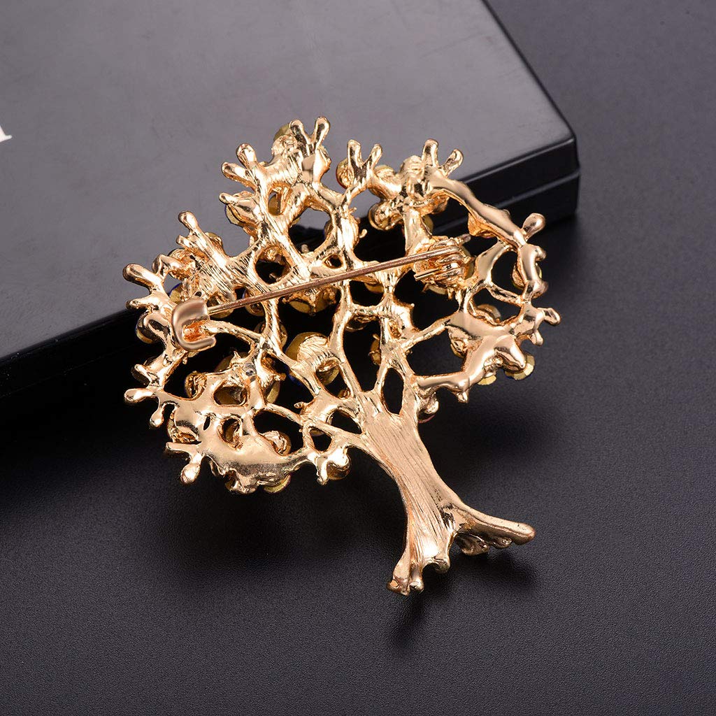 Comelyjewel Tree Rhinestone Banquet Suit Scarf Charm Jewelry Badge for Party Metal Brooch, Pin, Cosplay.,