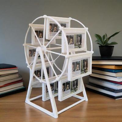 16 Photos Rotating Ferris Wheel Picture Frame Vintage Windmill Picture Display Frame For Family Wedding Travel Home Table Decor