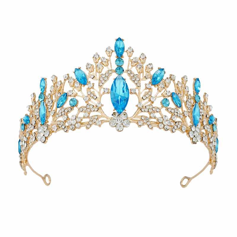Colorful Rhinestone Bride's Crown Retro Style  Golden Wedding Design  Alloy Crown Headwear  Dress Accessories