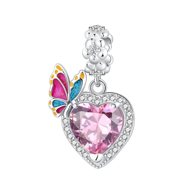 New Daisy Flower Spacer Charms Copper Pink Blossom Butterfly Heart Bird Beads For Necklace Diy Bracelet Jewellery