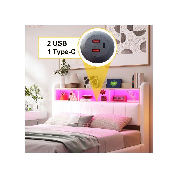 Lit mural - MUVOE - 140x200 - Lin beige - LED - USB Type-C