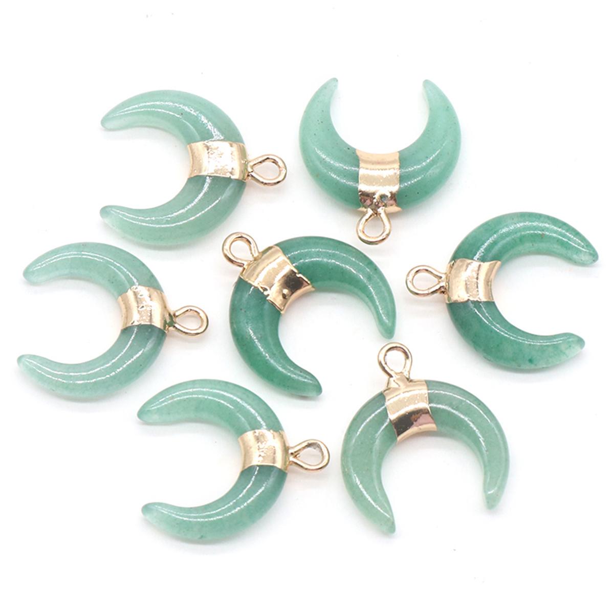 

Підвіска з натурального каміння у формі місяця Кришталево прозорий кварц Обсидіан Flash Stone Charms для виготовлення ювелірних виробів Намисто своїми руками Аксесуари для сережок 15x18 мм 1Pc/Green Aventurine