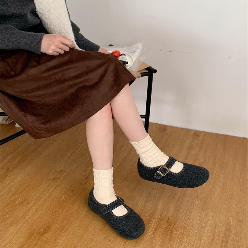 2025 autumn and winter new round head with velvet thick-soled warm women's cotton shoes fashion woven women's single shoes