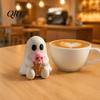 Portable Halloween Ghost Figurines Mini Decorative Figurine, 3D Printed White Statue with Cute Resin Ornaments Pink Skull Ice Cream, Desktop Ornament