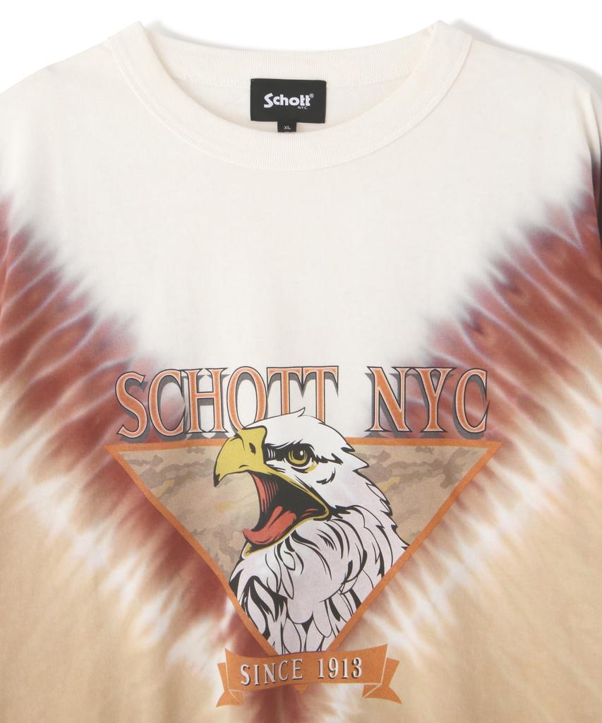 Schott Tie-Dye Eagle Langarm-T-Shirt, Herren, Größe XL, 050, Braun, 782-4230011
