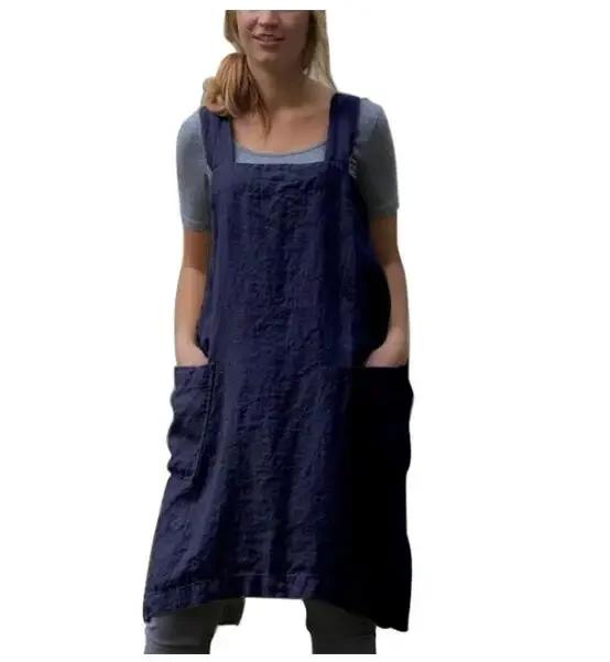 Japanese Style Apron Home Solid Color Cross Bandage X-shaped Back Kitchen Cooking Clothes WF928