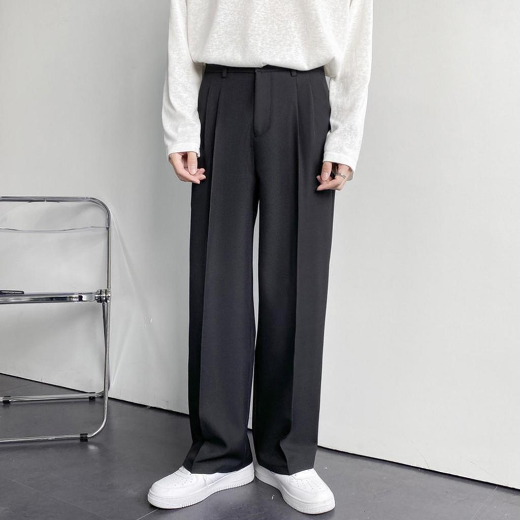 Pantalones de negocios casuales de color sólido holgados y rectos para hombre Pantalones casuales para hombre