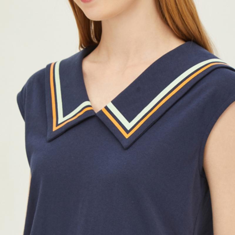 BeneTTon BeneTTon Tricou fără mâneci cu guler de marinar baTsf3241 Ny