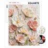 Pink Floral Blossom Pearl Painting Kit with Frame Sparkling Bead Canvas Art Relaxing Creative Handmade Gift for Girls and Women