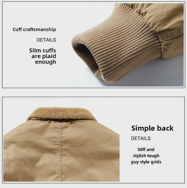 Pánská bunda bomber z prané bavlny - Volný střih, Spuštěné rameno, Silný ležérní pracovní kabát