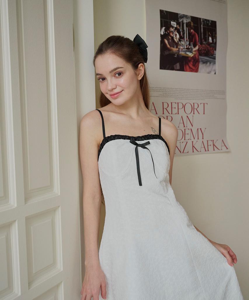 ALIENAR Satin Shirring Coloring Dress